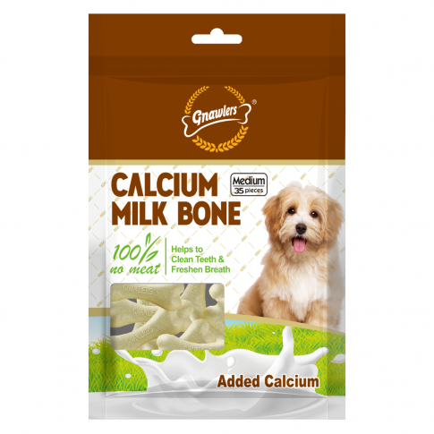 Gnawlers Calcium Milk Bone No Meat with Added Calcium 35 in 1 Medium Dog Dental Treat - 800 gm