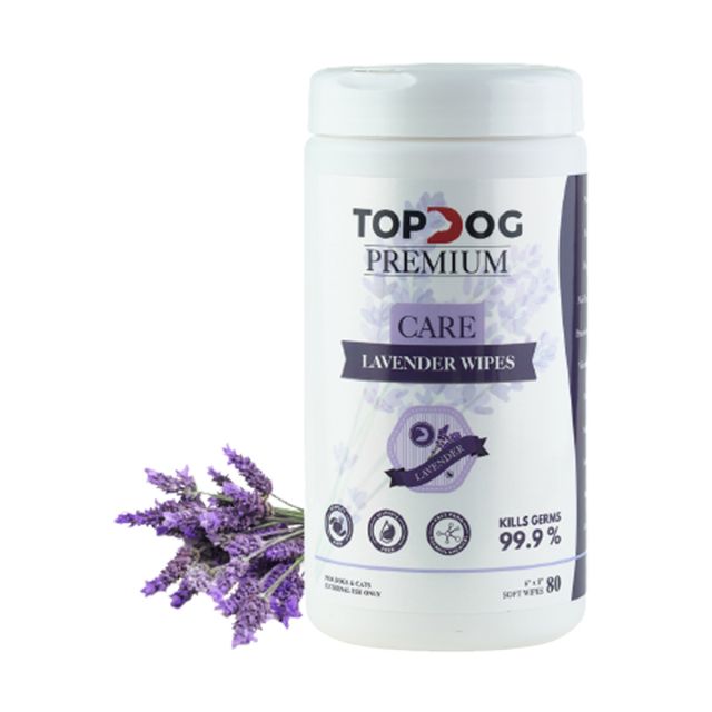 TopDog Premium Pet Sanitizing Wipes - Lavender - 80 Pulls