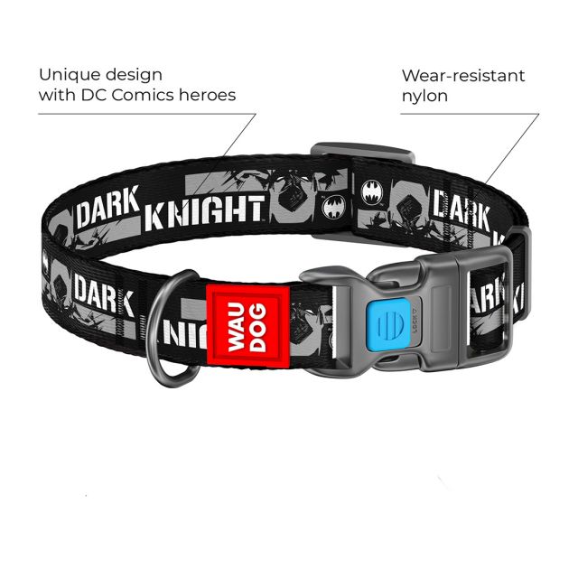 Waudog Dark knight Plastic Fastex Nylon Dog Collar (15 mm) XSmall (23-35 cm)