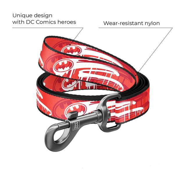 Waudog Batman Nylon Dog Leash (15 mm) Small - 122 cm