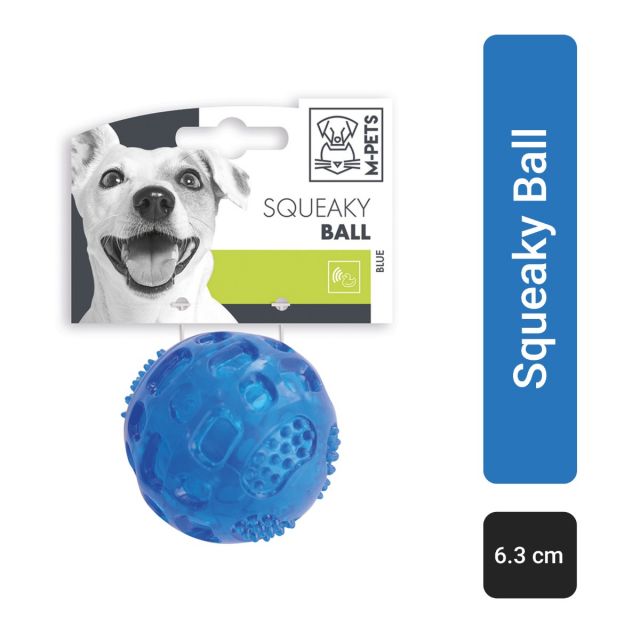 M-Pets Squeaky Ball Fetch Dog Toy Blue - 6.3 cm