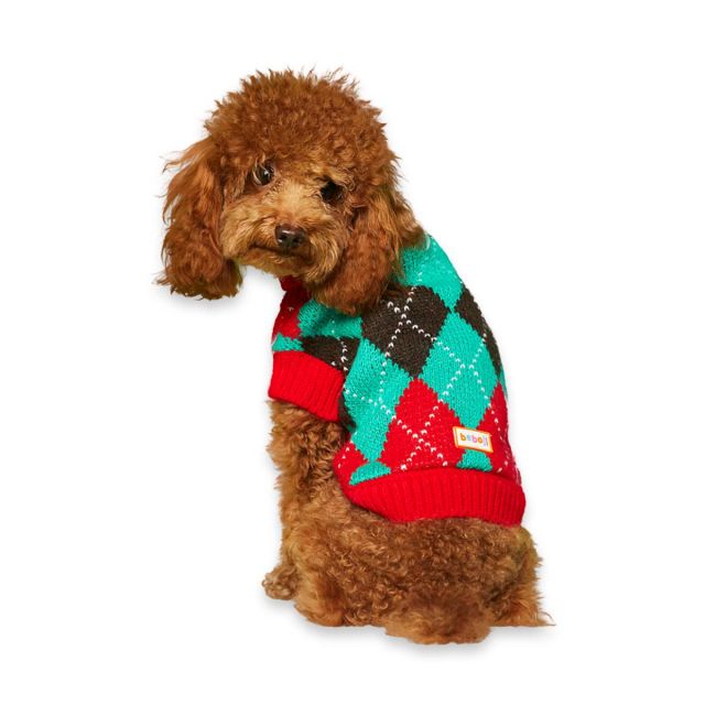 beboji Argyle Red Sweater for Dogs - S