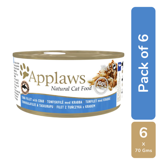 Applaws Tuna with Crab Canned Adult Wet Cat Food - 70 gm (Pack Of 6)