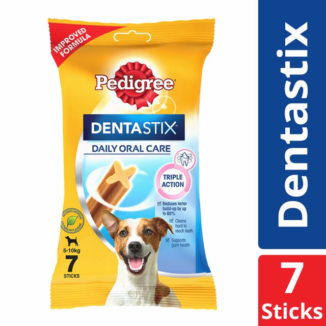 Pedigree Dentastix Small Breed (5-10 kg) Oral Care Dog Treat Weekly Pack (7 Sticks) Dog Dental Treat - 110 gm