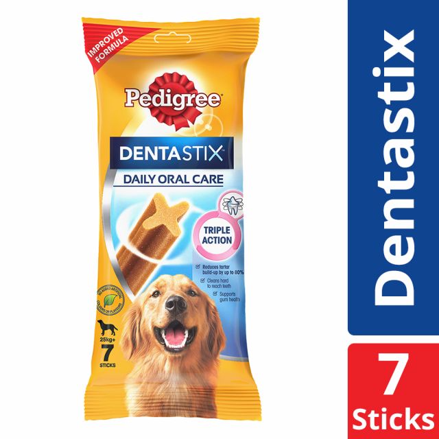 Pedigree Dentastix Large Breed (25 kg+) Oral Care Dog Treat Weekly Pack (7 Sticks) - 270 gm