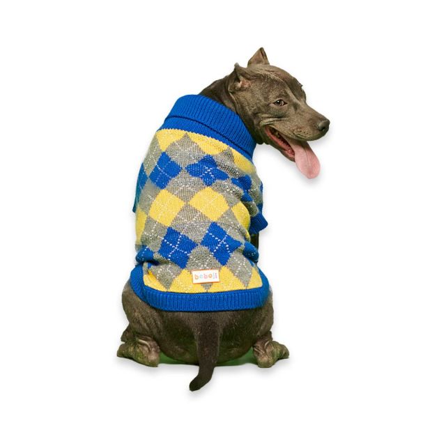 beboji Argyle Blue Sweater for Dogs - XS