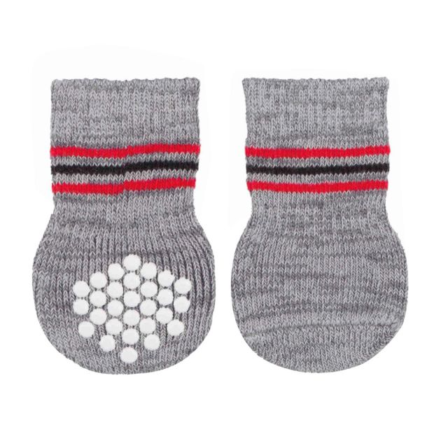 Trixie Non-Slip Socks for Dogs - Grey - 1 Pair ( 2 socks Only) S-M