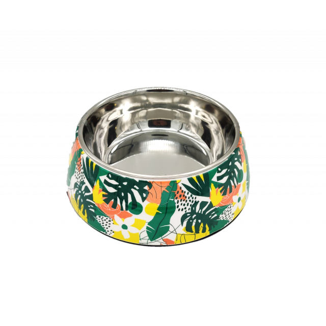 beboji Forest Melamine/Steel Dog Bowl - Multicolor-420 ml