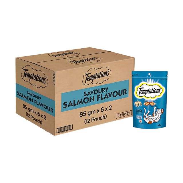 Temptations Savoury Salmon Flavour Cat Treat 85 gm (Pack Of 12)