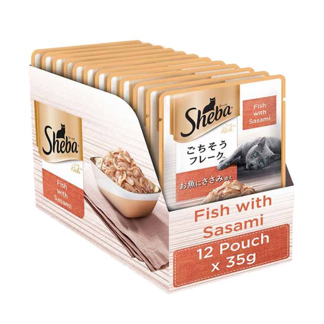 Sheba Rich Fish with Sasami Premium Wet Cat Food - 35 gm (Pack Of 12)