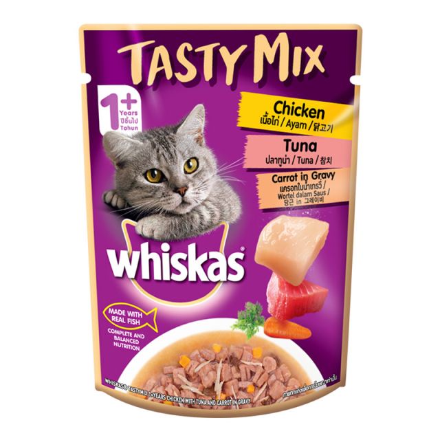 Whiskas Tasty Mix Chicken With Tuna And Carrot in Gravy Adult (1+ year) Wet Cat Food - 70g Pouch