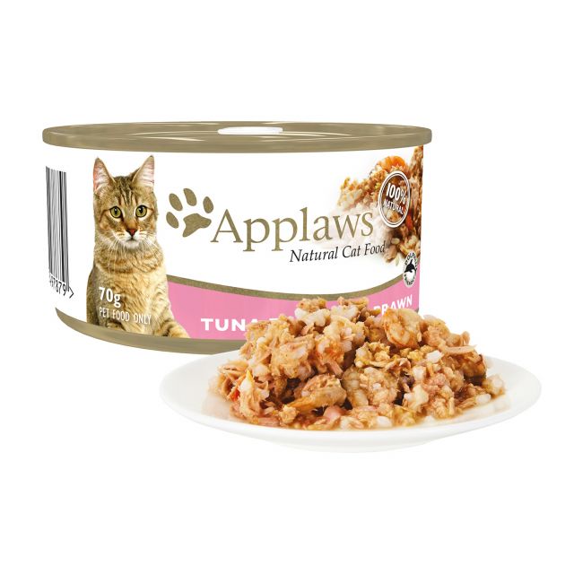 Applaws Tuna Fillet With Prawns Canned Adult Wet Cat Food - 70 gm