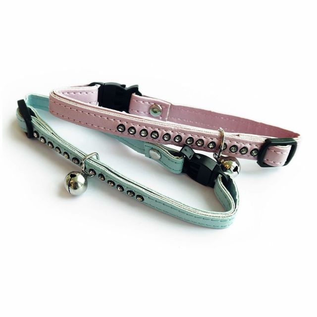 M-Pets Jewel Semi-Leather Cat Collar - Assorted color