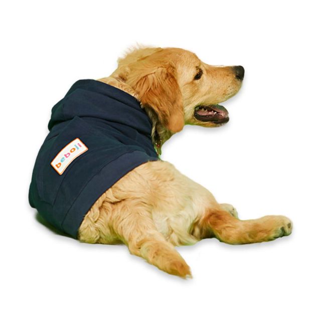 beboji Navy Sweatshirt with Hoodie for Dogs - S