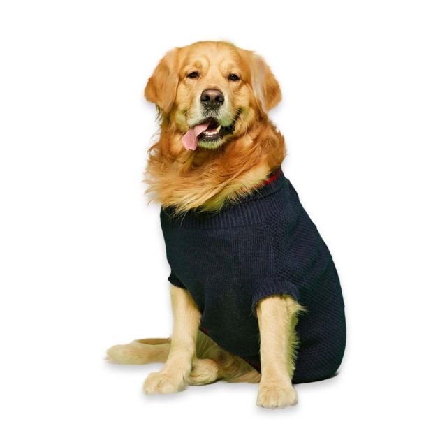 beboji Cable Knit Navy Sweater for Dogs - XS