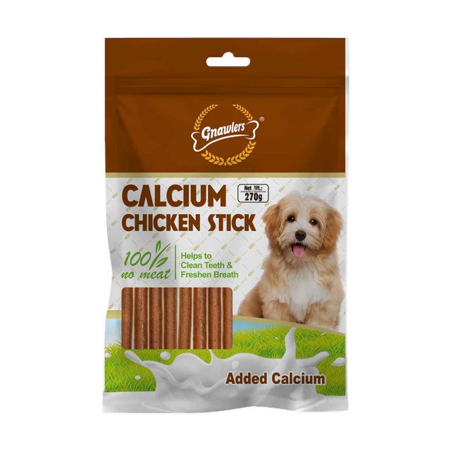 Gnawlers Calcium Chicken Sticks No Meat with Added Calcium Dog Dental Treat - 270 gm