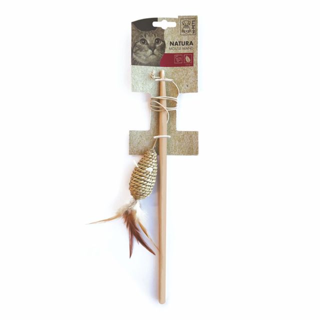 M-Pets NATURA Seagrass Mouse Wand-Material: Hardwood