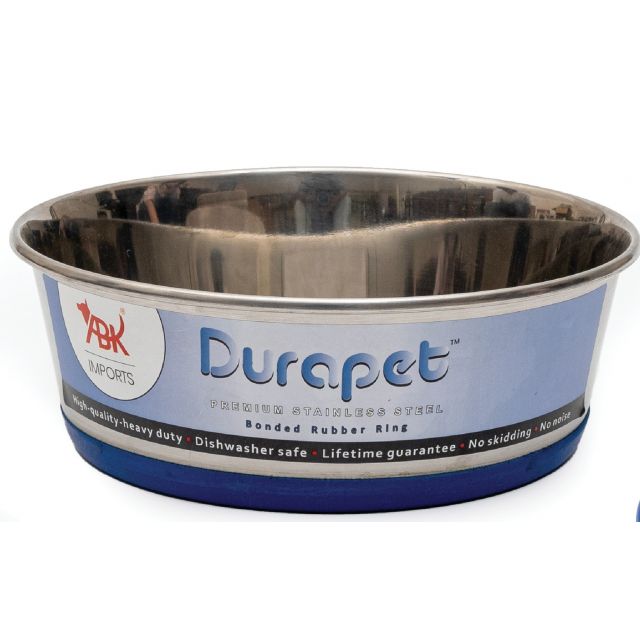 Durapet Steel Bowl with Silicone Bonding at Bottom For Dog - 380 ml