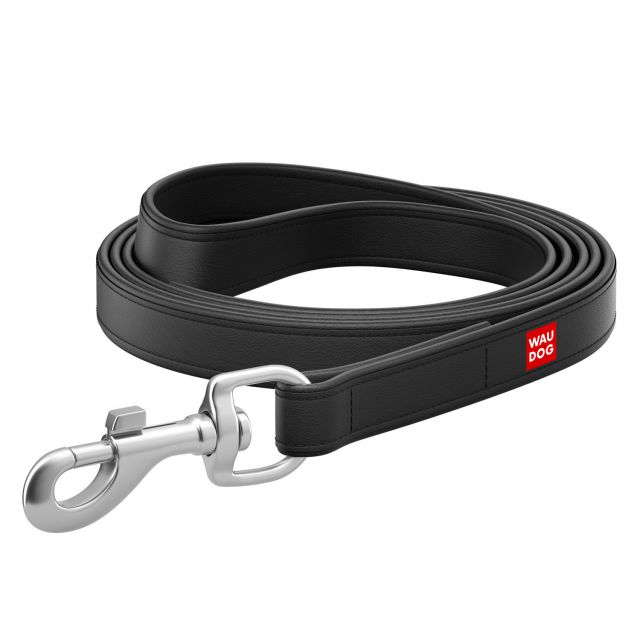 Waudog Genuine Leather Dog Leash (12 mm) Small - 122 cm black