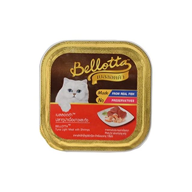 Bellotta Cat Food In Tray - Tuna Light Meat With Shrimp 80 gm.