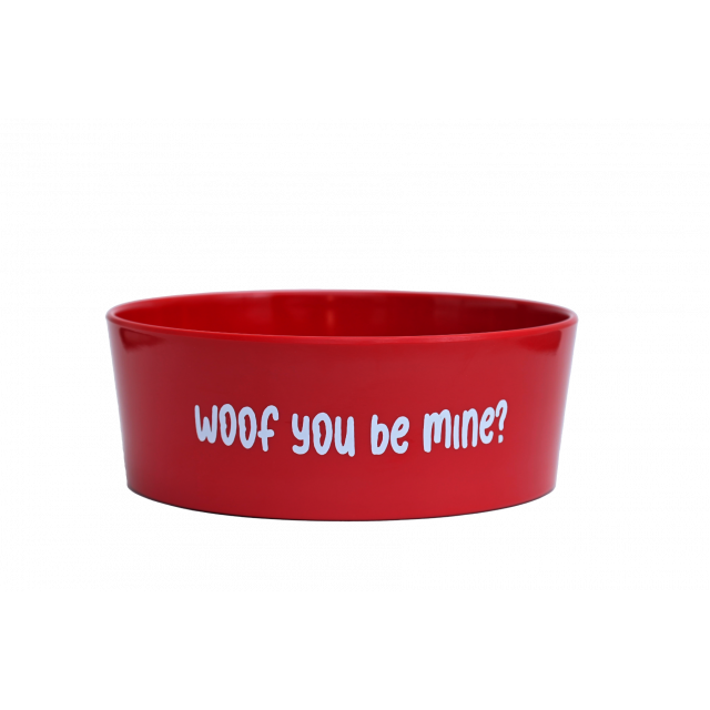 beboji Woof You Be Mine? Melamine Dog Bowl - Red