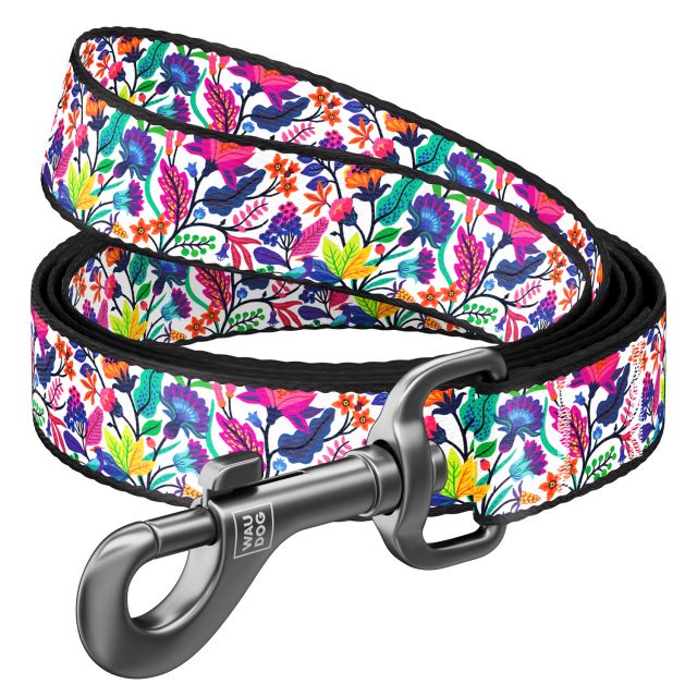 Waudog Magic Flowers Pattern Nylon Dog Leash (15 mm) Small - 122 cm