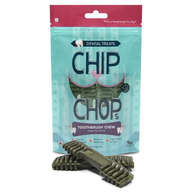 Chip Chops - Toothbrush Chew Green Tea Flavor - 102 gm