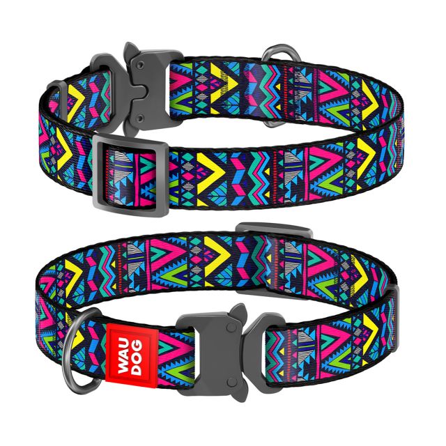 Waudog Nylon Dog Collar With Metal Fastex-Buckle-The Pattern "Indie"
