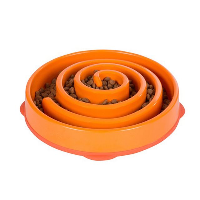 Outward Hound Fun Feeder Slo-Bowl Helps Prevent Obesity & Bloat Dog Bowl Medium/ Mini - 25 cm (Orange)