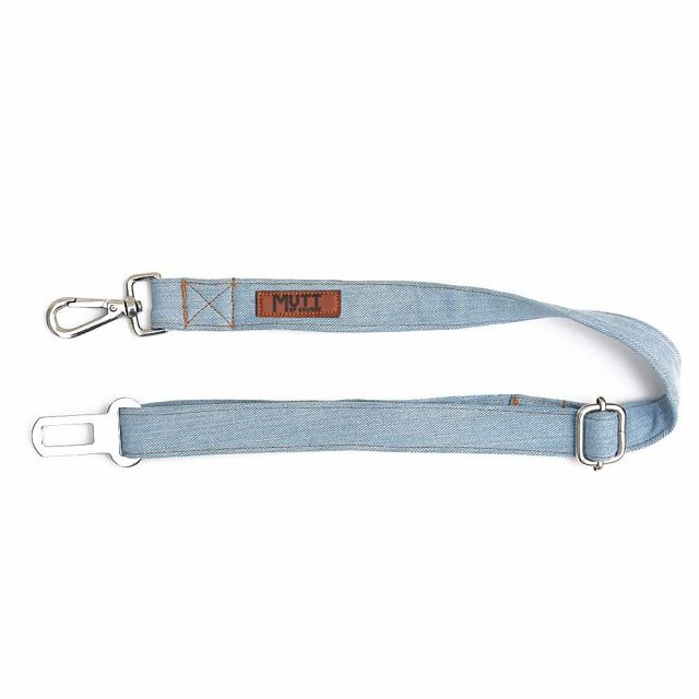 Mutt Of course Light Blue Denim Car Seat Belt