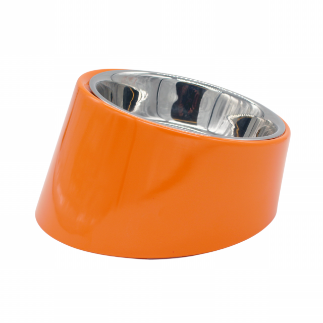 beboji Classic Slant Melamine/Steel Dog Bowl - Orange -1160 ml