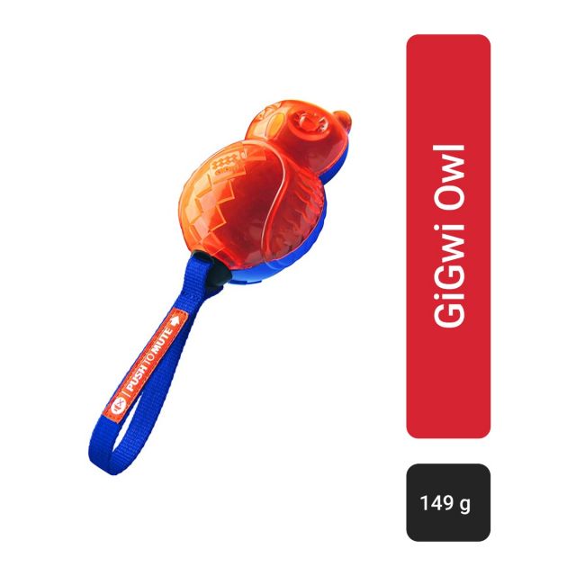 "GiGwi Owl Push To Mute Transparent Squeaky Dog Toy