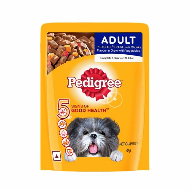 Pedigree Adult Grilled Liver Chunks In Gravy With Vegetables Wet Dog Food - 70g