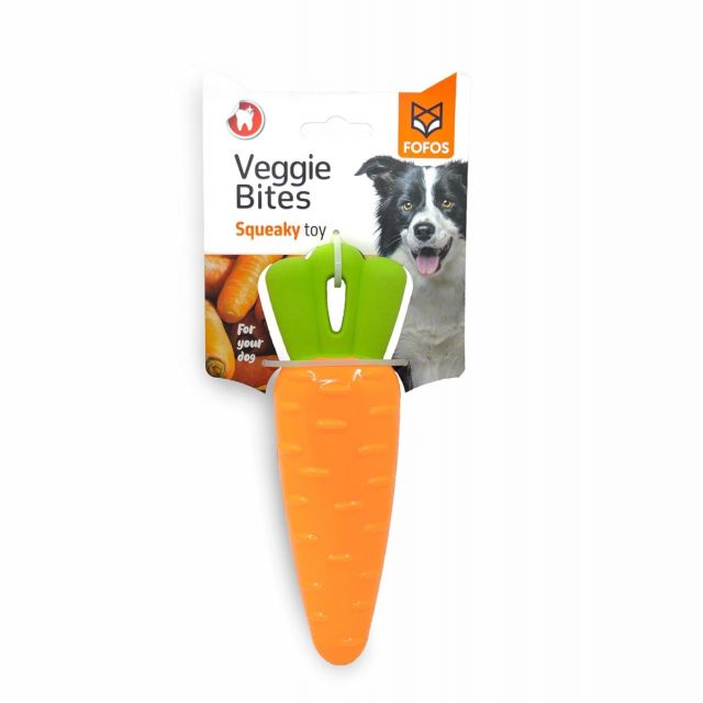 Fofos Vegi-Bites Carrot Loud Squeaky Dog Toy Orange - Large