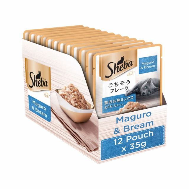 Sheba Rich Fish Mix (Maguro & Bream) Premium Wet Cat Food - 35 gm (Pack Of 12)