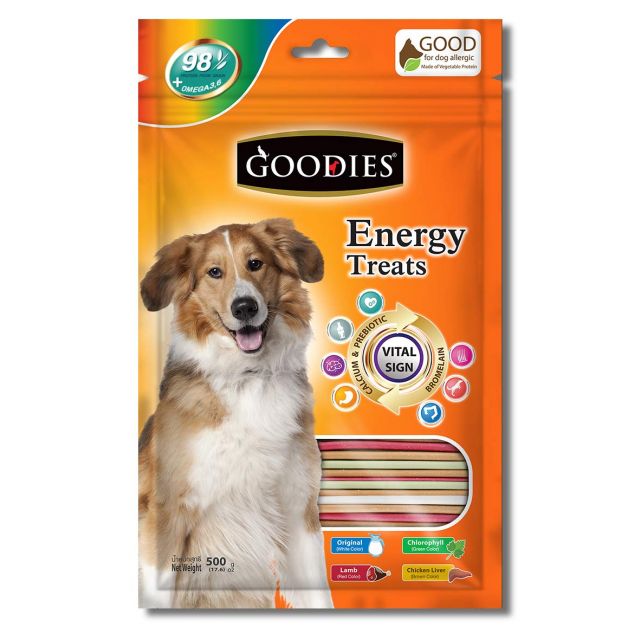 Goodies Energy Treats Mix Sticks Orignal, Lamb, Chlophyll & Chicken Liver Flavour Dog Dental Treat - 500 gm
