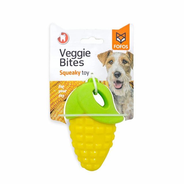 Fofos Vegi-Bites Corn Squeaky Chew Dog Toy - Small
