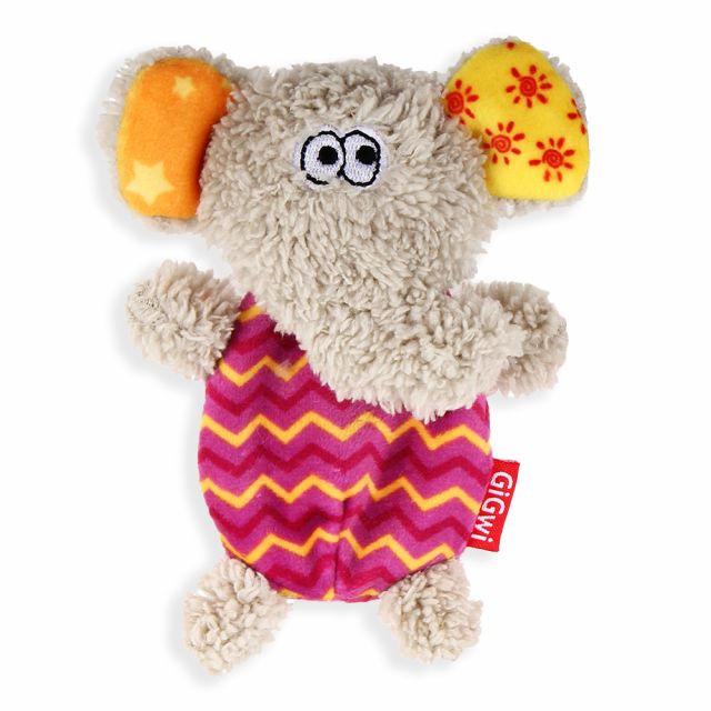 GiGwi Elephant Plush Friendz With Refillable Squeaky Dog Toy - Grey/Purple