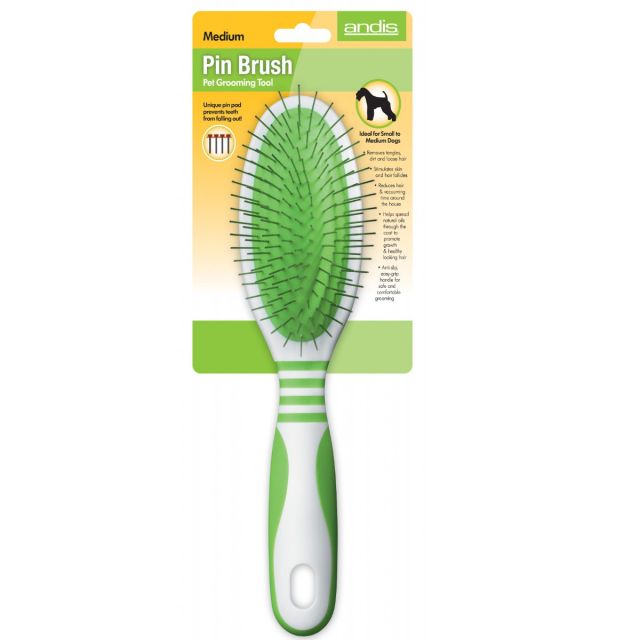 Andis Pin Brush Lime Green For Dog/Cat - Medium