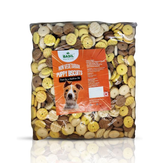 Basil Non-Veg Puppy Round Biscuit - 900 gm