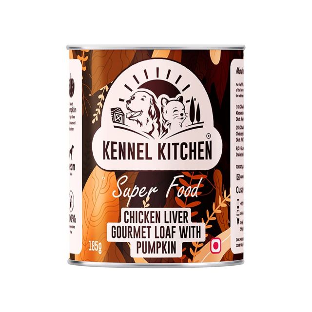 Kennel Kitchen Super Food Chicken Liver Gourmet Loaf with Pumpkin Puppy/Adult Wet Dog Food - 185 gm