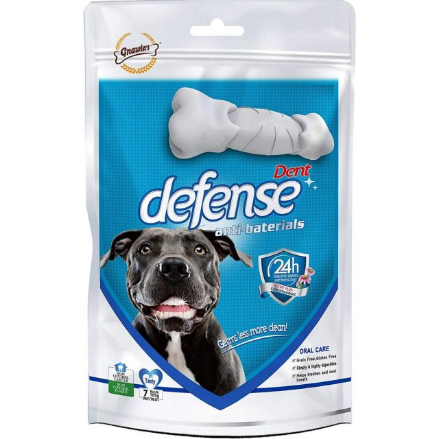 Gnawlers Grain Free Dent Defense Anti-bacterial Chew Bone Dog Dental Treat - 105 gm (7.62 cm)