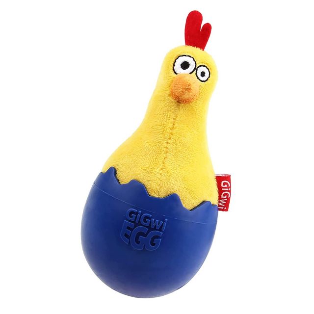 Gigwi Egg Wobble Fun Cock TPR & Plush Combination Dog Toy