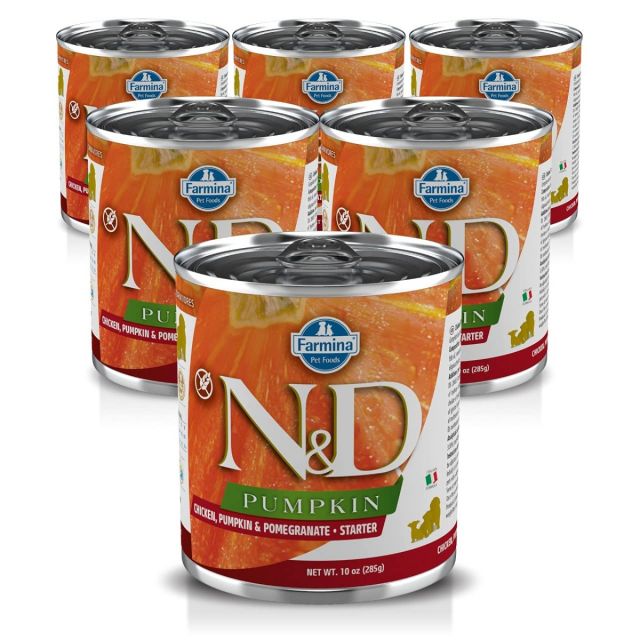Farmina N&D Grain Free Pumpkin Chicken & Pomegranate Medium & Maxi Breed Starter Wet Dog Food - 285 gm (6 Cans)