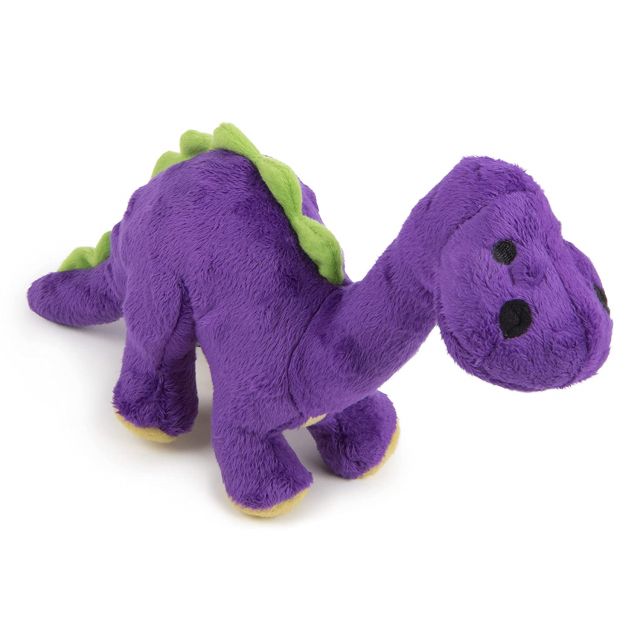 GoDog Dinos Bruto Durable Plush Squeaker Dog Toy Purple - Small