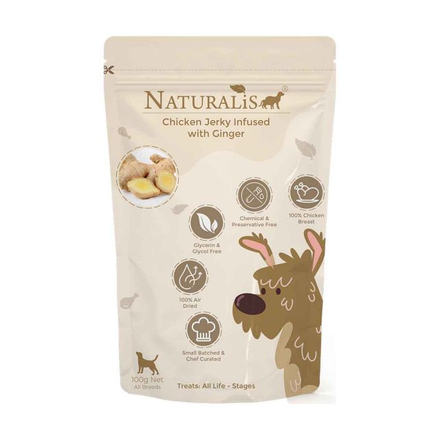 NATURALiS Chicken Jerky Dog Treats Infused with Ginger