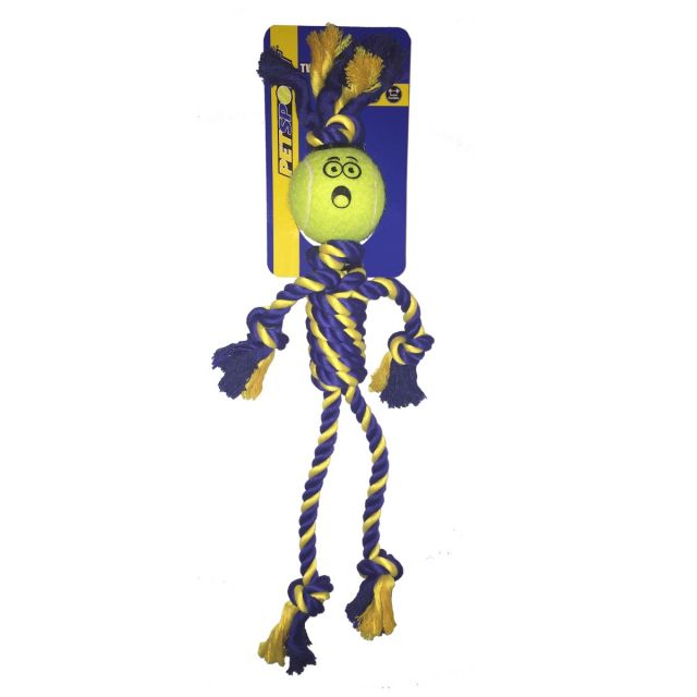 Petsport Braided Rope Rasta Man with Tennis Ball Dog Toy