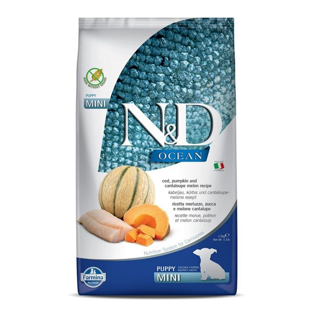 Farmina N&D Ocean Cod, Pumpkin & Cantaloupe Melon Mini Breed Puppy Dry Food - 2.5 Kg