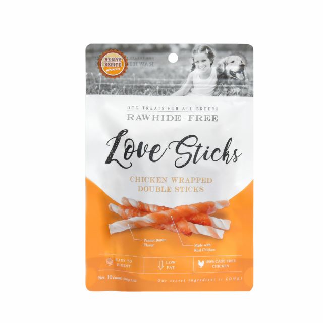 Rena Love Chicken Wrapped Double Sticks Dog Treat - 146 gm (10 Pieces)