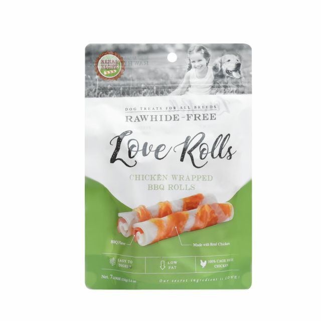 Rena Love Chicken Wrapped Barbeque Rolls Dog Treat - 154 gm (7 Pieces)